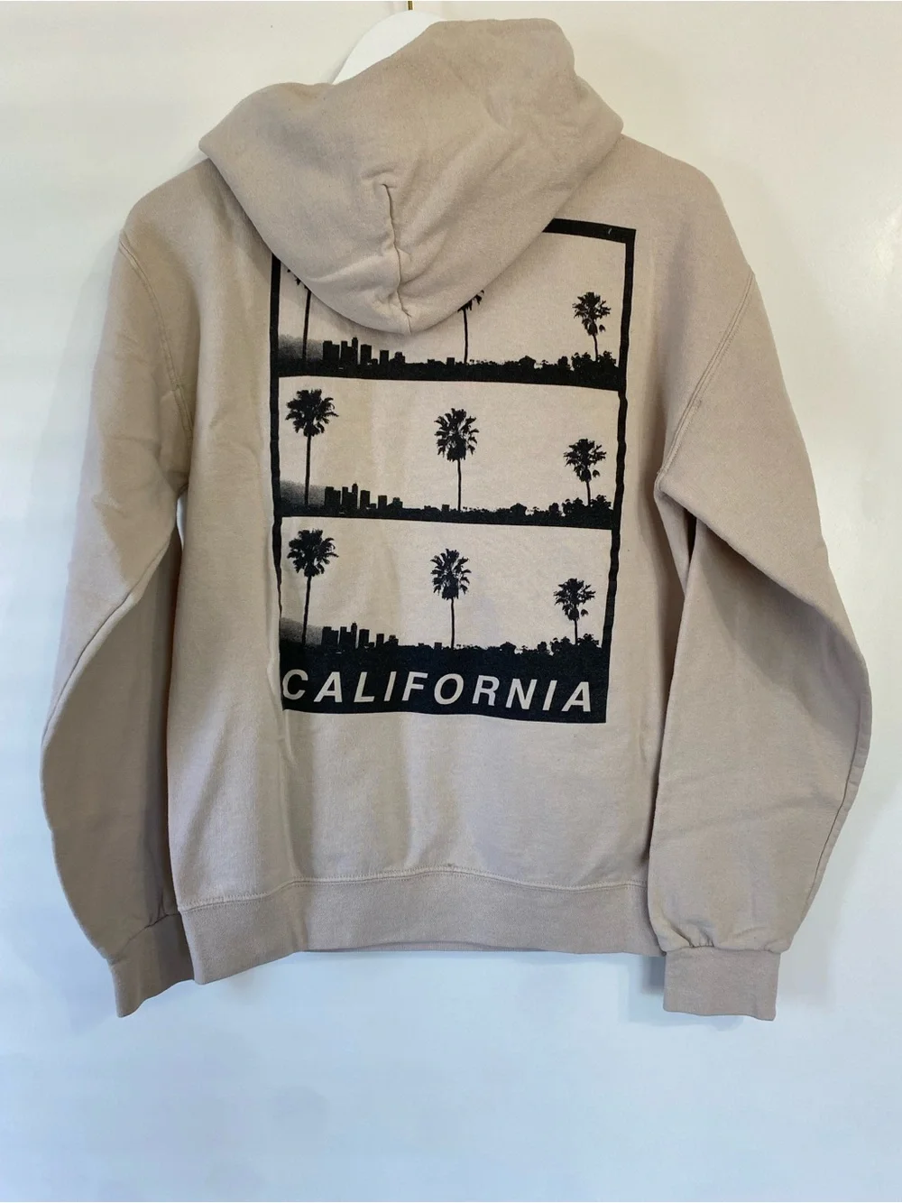 California Palm Tree Hooded Sweatshirt - Beige
